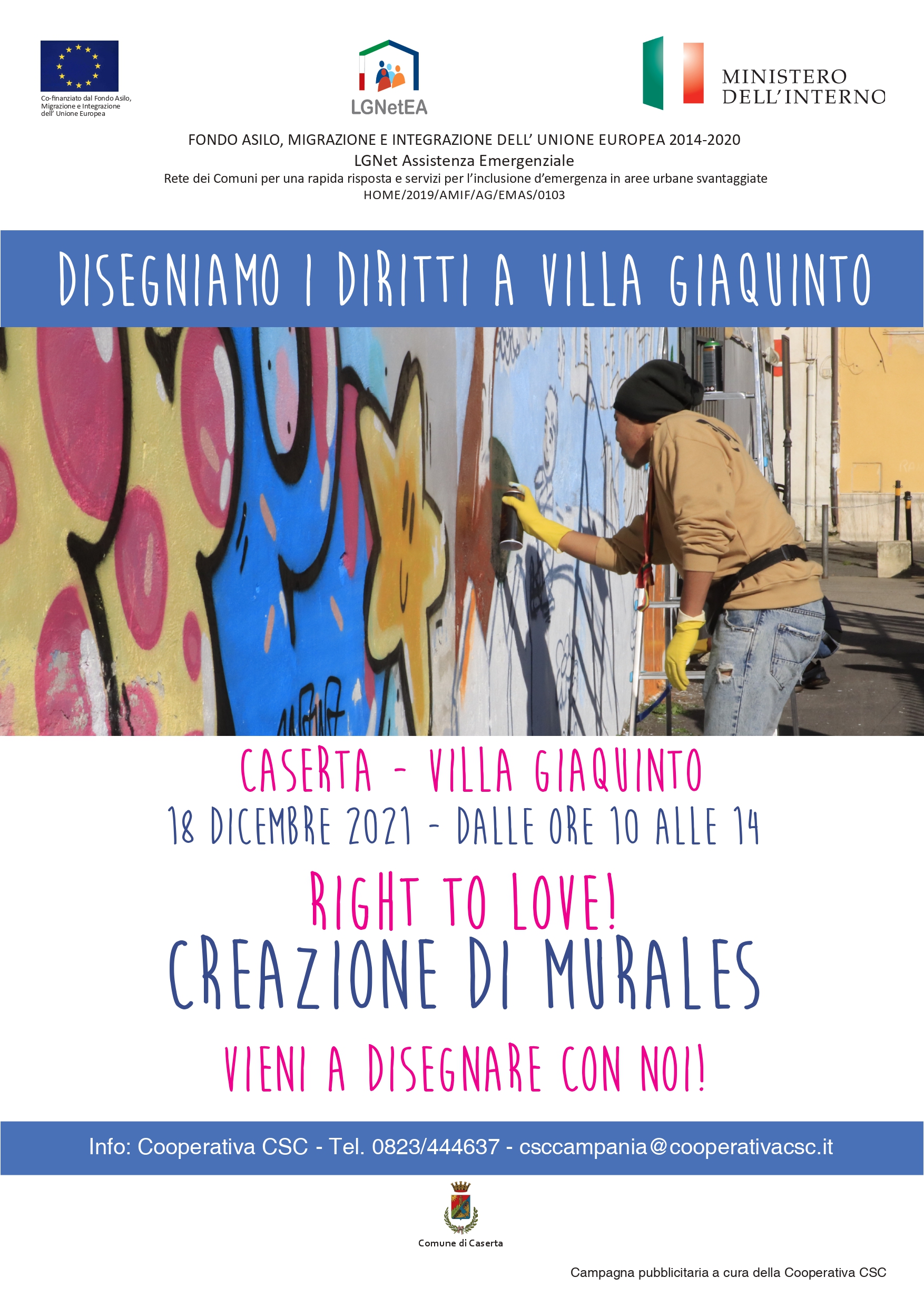 Disegniamo diritti a Villa Giaquinto: appuntamento il 18 dicembre con il murale Right to Love!