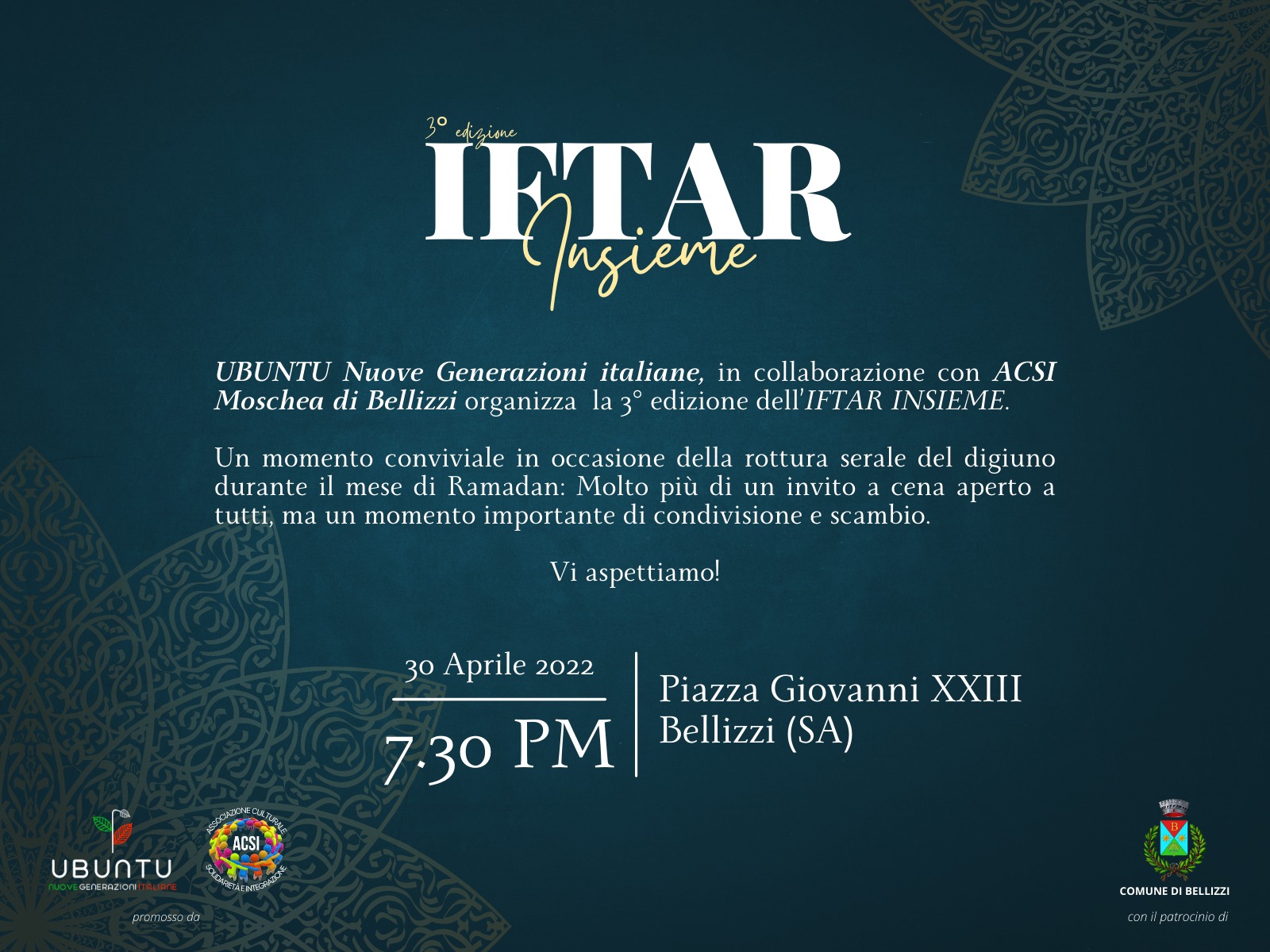 Bellizzi, città solidale: sabato 30 aprile Iftar insieme
